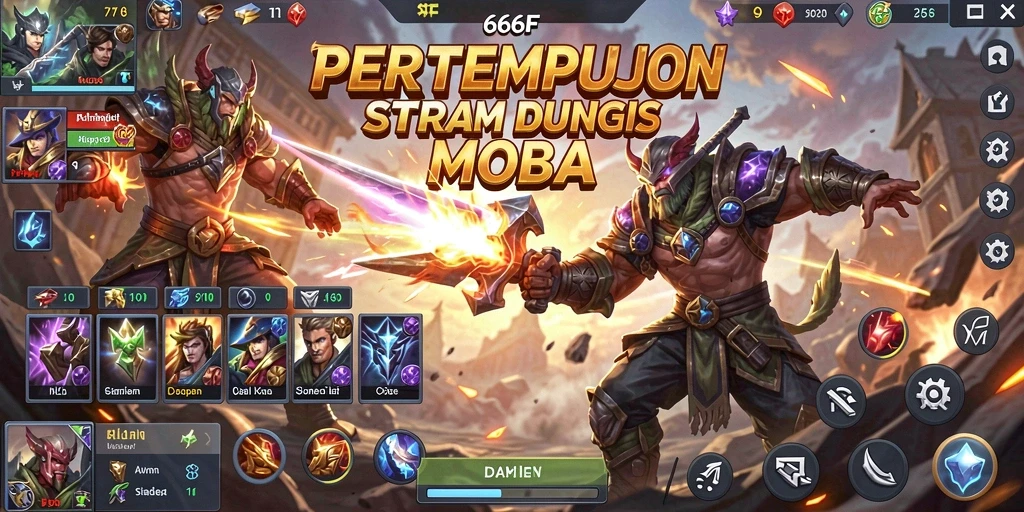 Gameplay seru dan intens dalam pertarungan MOBA.
