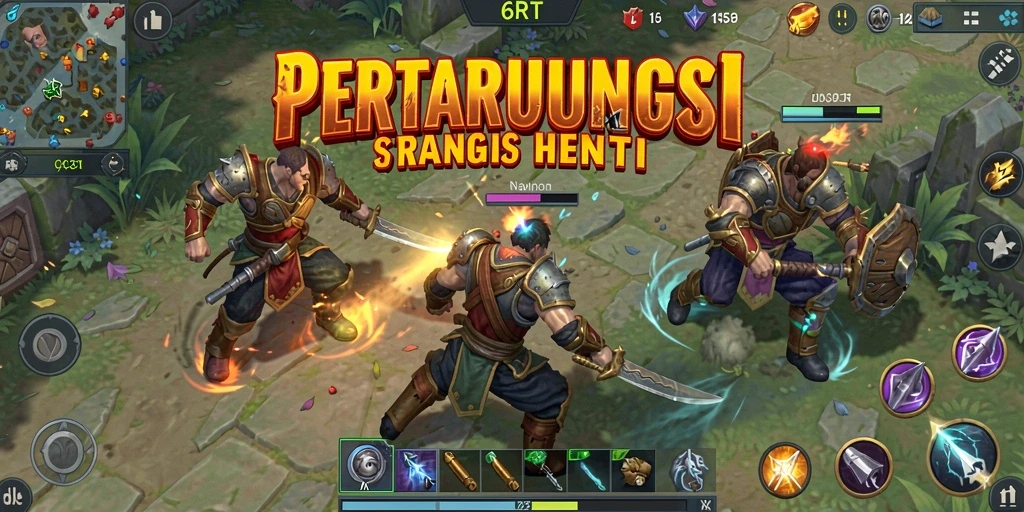 Screenshot menunjukkan intensitas pertempuran dalam 6RT dengan aksi epik.