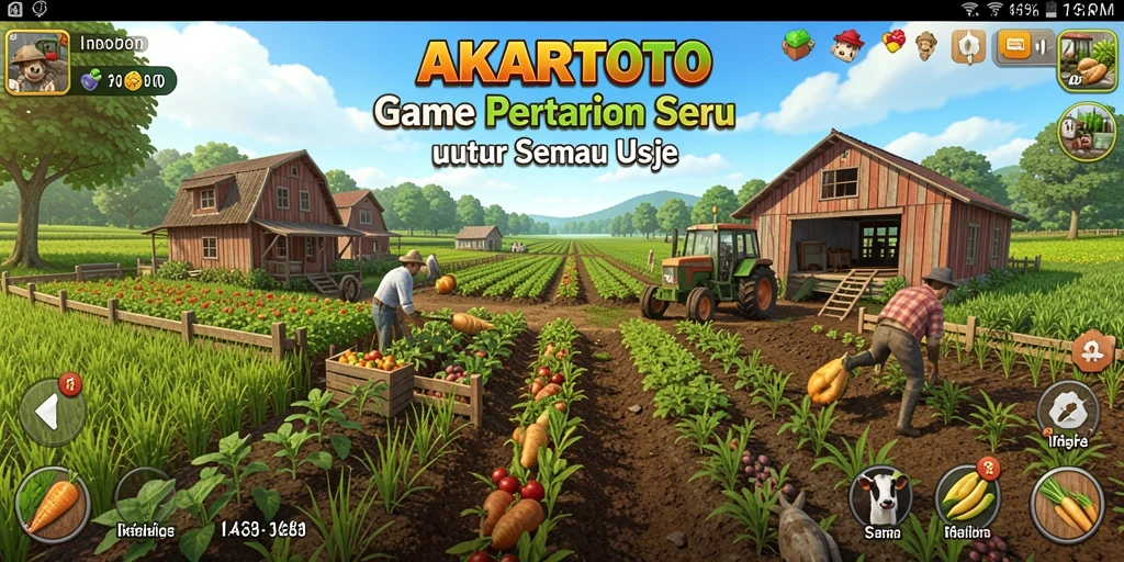 Gameplay menarik di AKARTOTO dengan berbagai aktivitas pertanian.