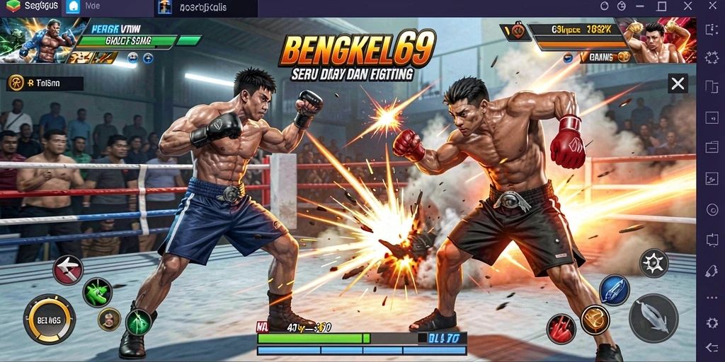 Tangkapan layar BENGKEL69 menampilkan seorang pejuang dalam aksi pertarungan.