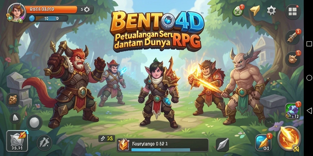 Screenshot gameplay BENTO4D dengan karakter yang beraksi di dunia RPG.