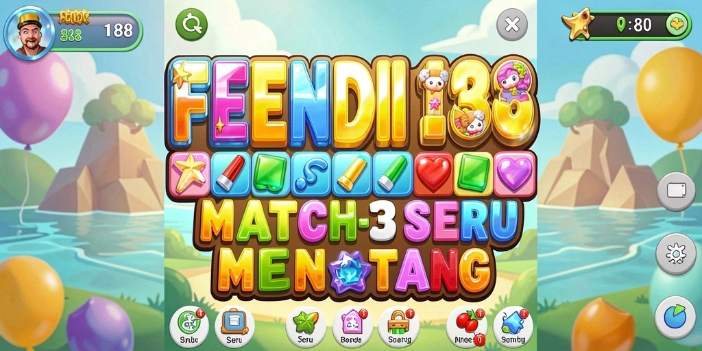 Screenshot FENDI188 menampilkan gameplay Match-3 yang seru.