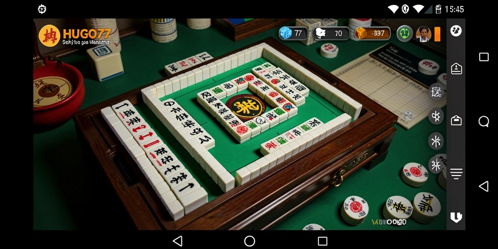 Screenshot gameplay HUGO77 menampilkan atmosfer menegangkan saat bermain Mahjong.