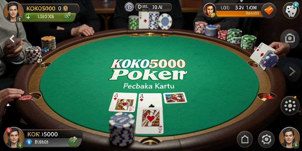 Tampilan gameplay KOKO5000 dengan suasana meja poker yang seru.