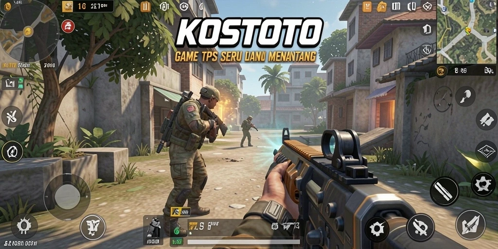 Screenshot gameplay KOSTOTO menampilkan aksi seru dalam pertempuran TPS.