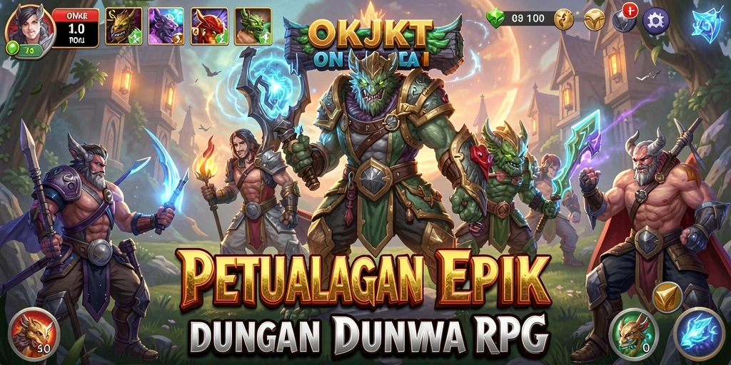 Tangkapan layar dari gameplay OKJKT menampilkan pertempuran epik antara karakter RPG.