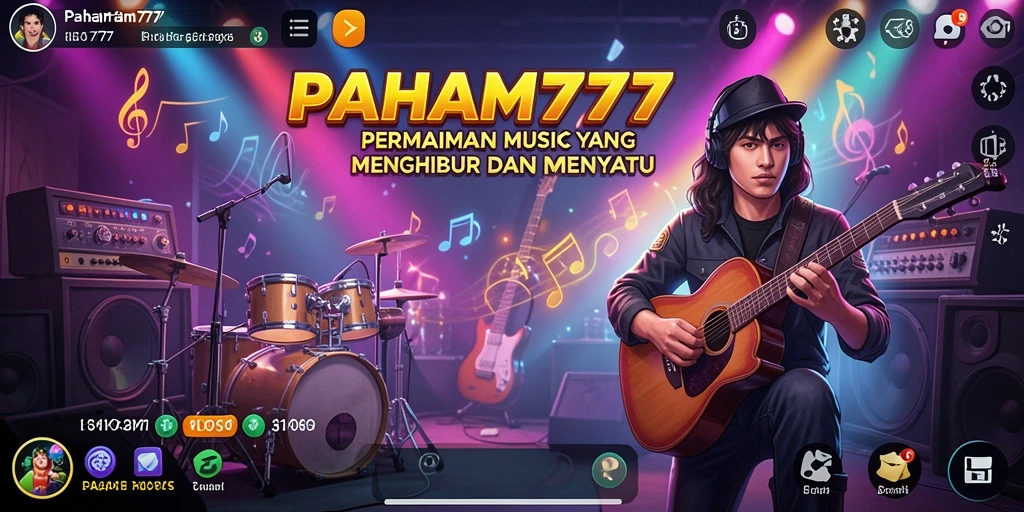 Tampilan gameplay seru di PAHAM777 yang penuh musik.