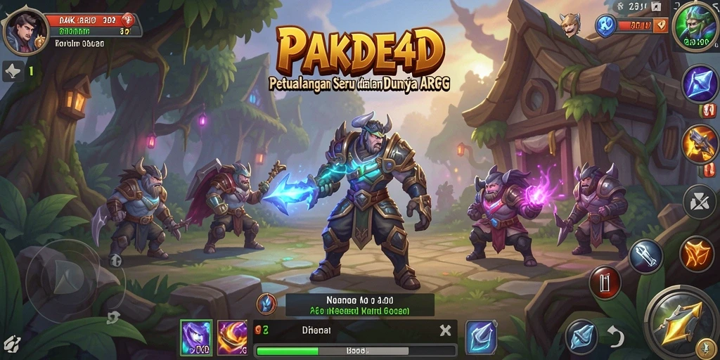 Screenshot PAKDE4D menunjukkan pertarungan epik antara pahlawan dan monster.