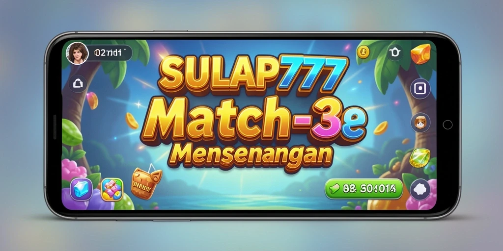 Tampilan gameplay SULAP777 dengan item-match yang berwarna-warni.