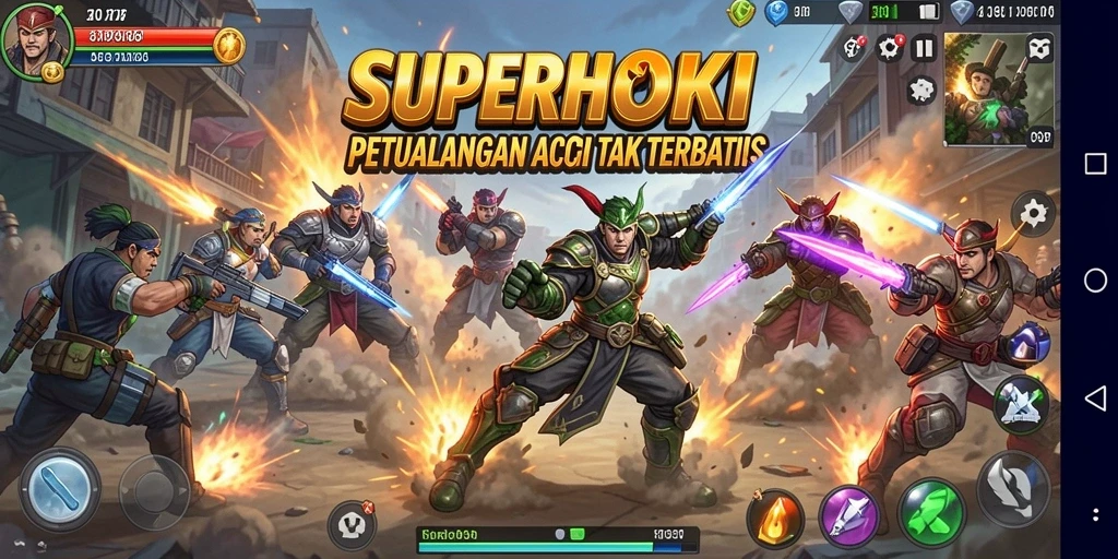 Gameplay seru dengan aksi mendebarkan di SUPERHOKI.